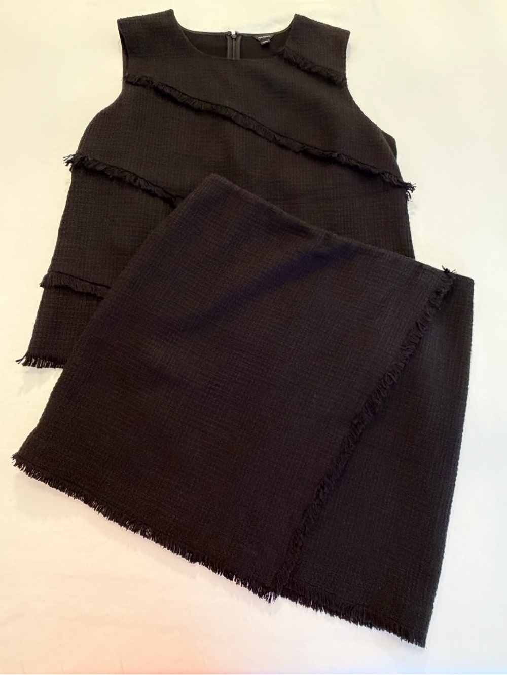 Ann Taylor Tweed Matching Set Sleeveless Shell Top and Faux Wrap Skirt XL/14